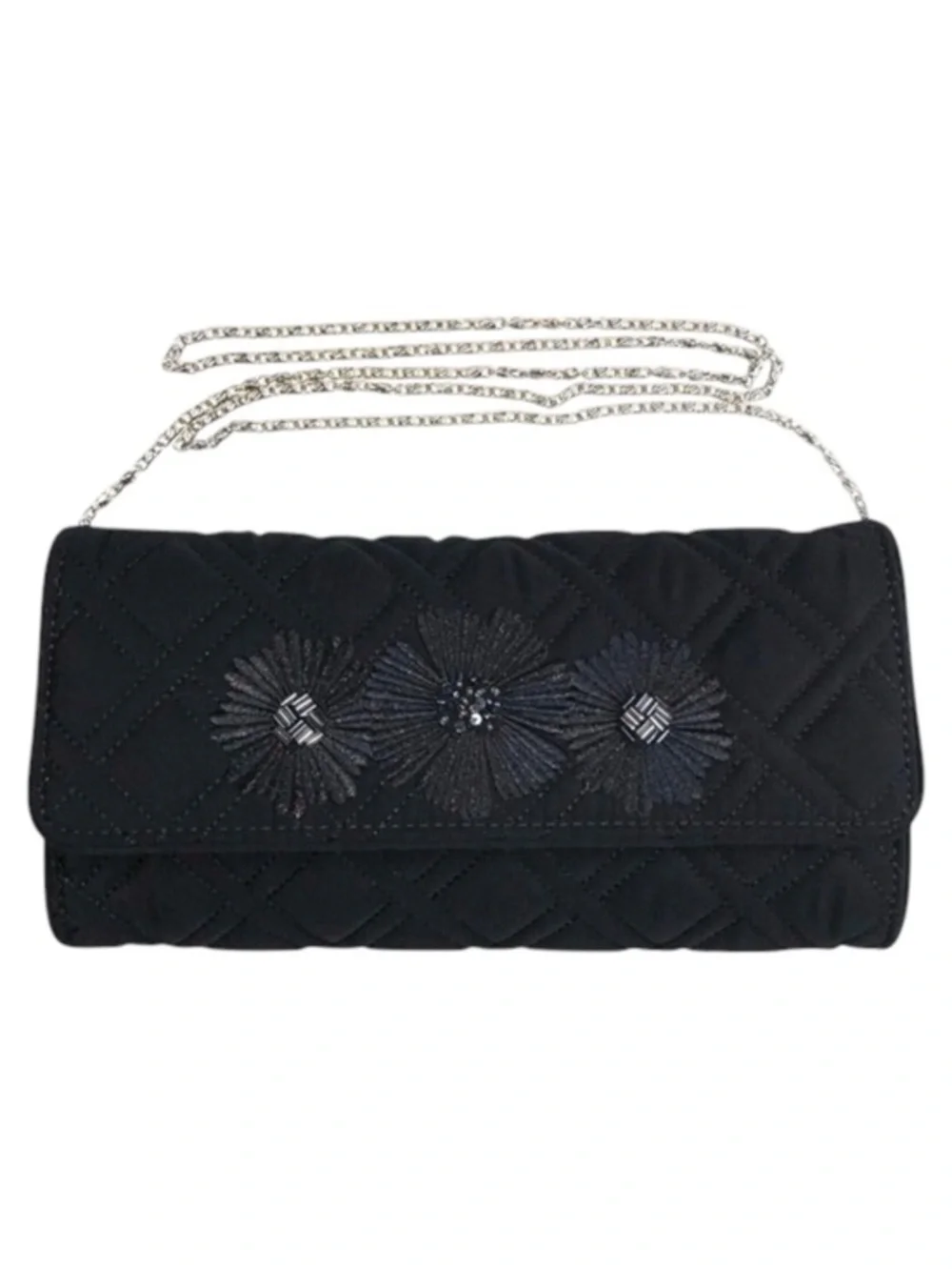 Vera Bradley Celebration Clutch Midnight Blossoms Quilted Chain Crossbody NWT